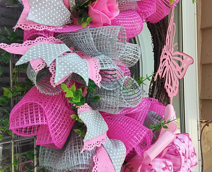 Breast Cancer Awareness Grapevine Wreath