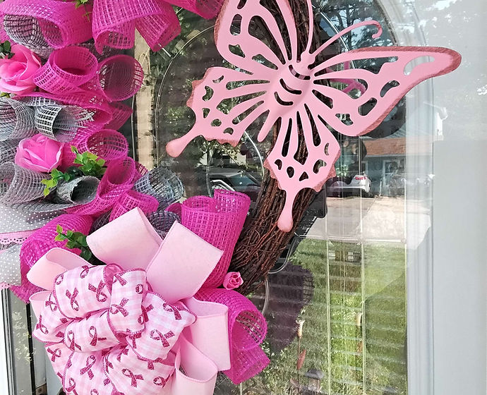Breast Cancer Awareness Grapevine Wreath