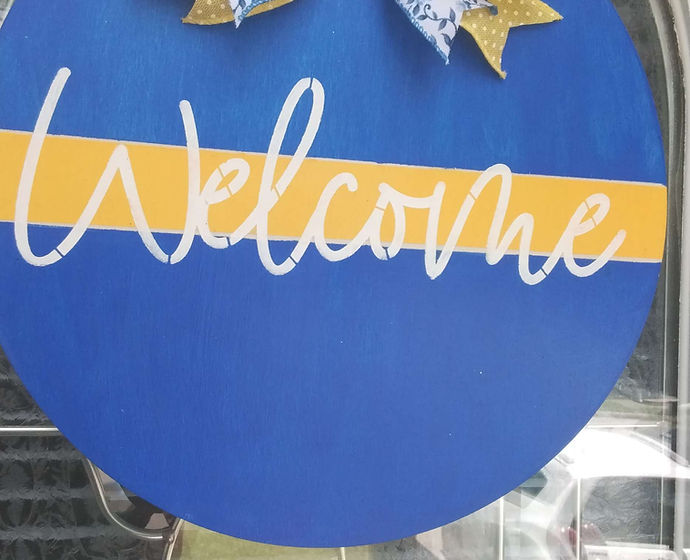 Welcome wreath front door hanger Summer wreath