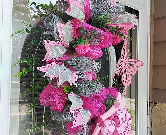 Breast Cancer Awareness Grapevine Wreath