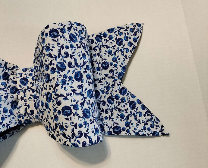 Blue and White Flower Bow