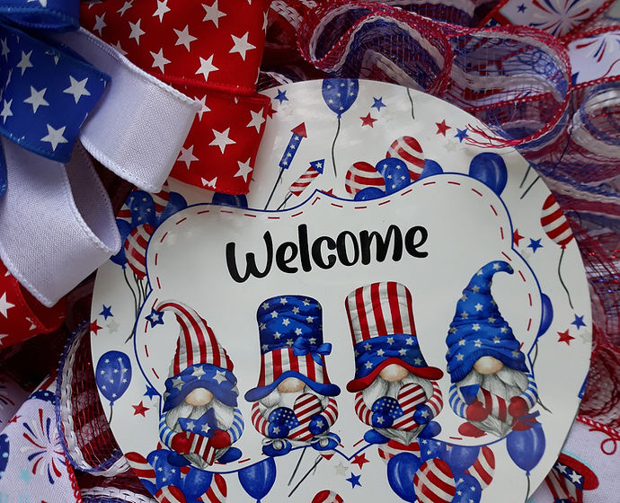 Patriotic Gnome Wreath, 4th of July Wreath,