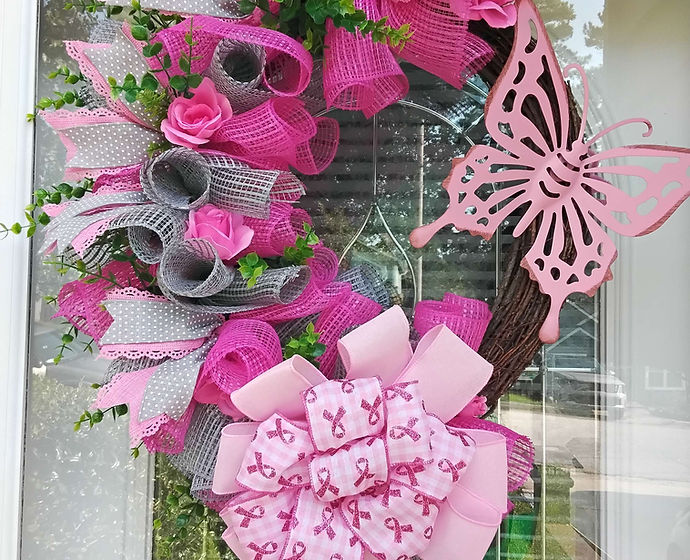 Breast Cancer Awareness Grapevine Wreath