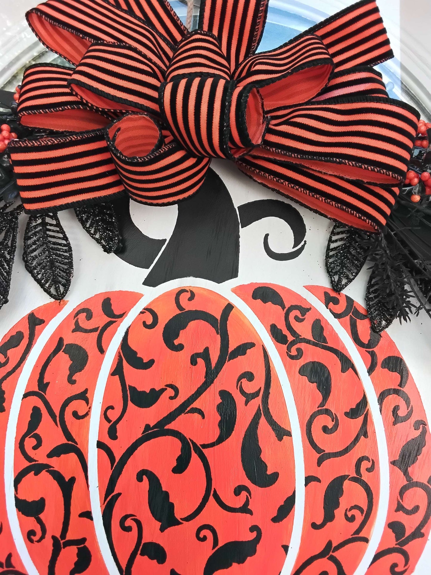 Elegant Pumpkin Door Hanger