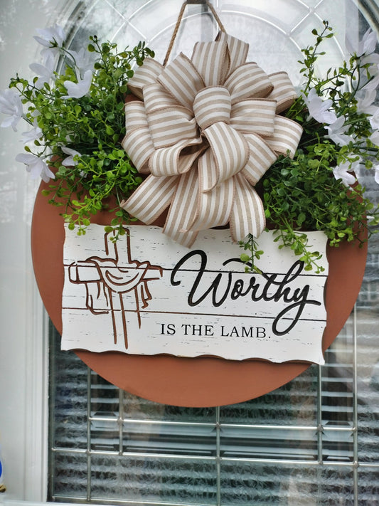 Worthy is the Lamb Rustic Door Hanger | Christian Home Décor