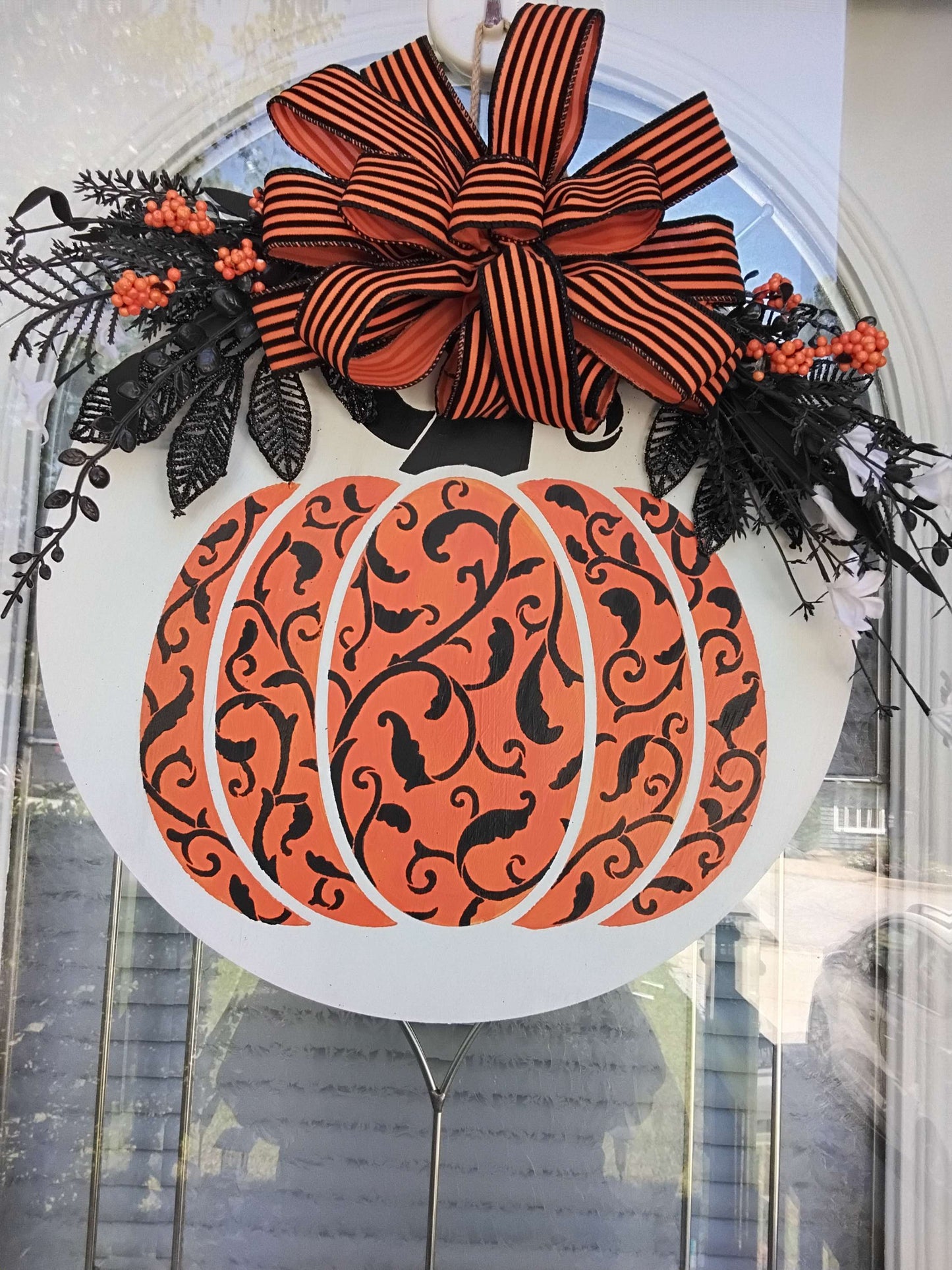 Elegant Pumpkin Door Hanger