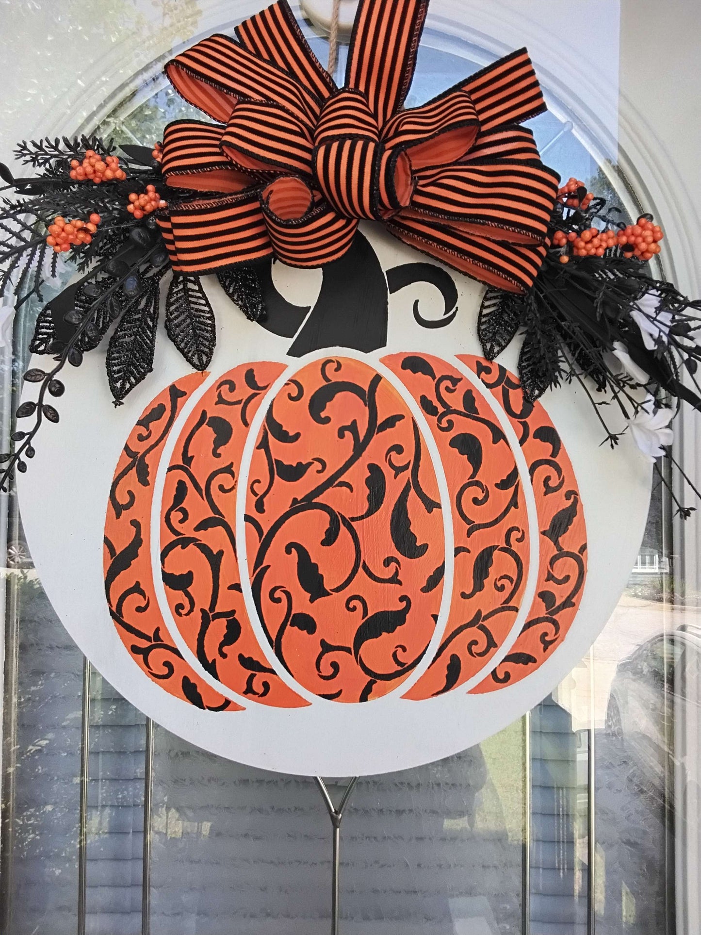 Elegant Pumpkin Door Hanger