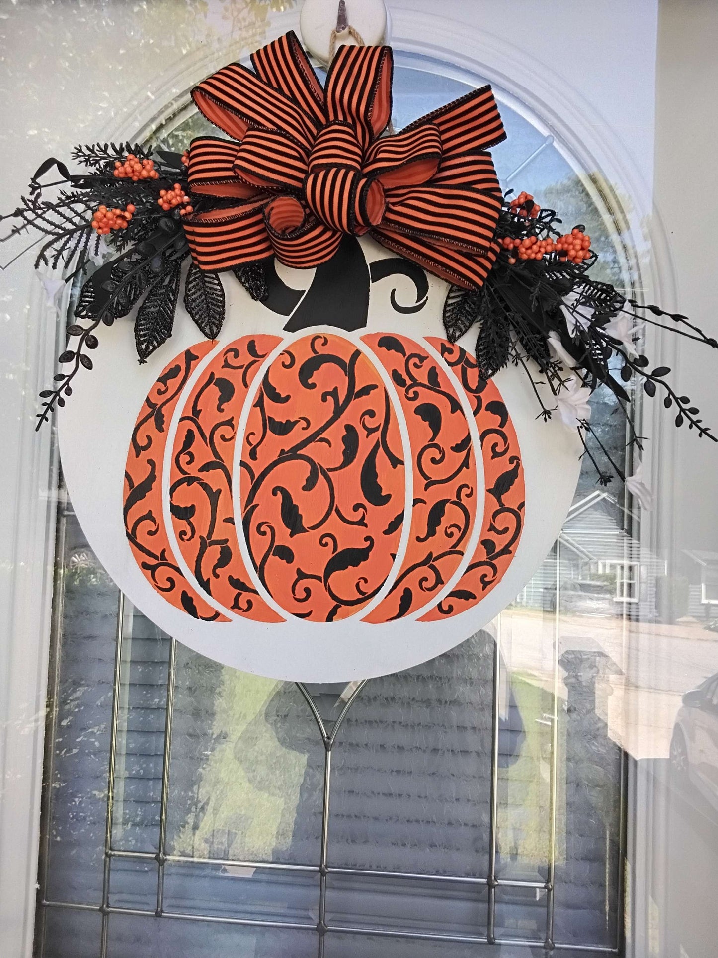 Elegant Pumpkin Door Hanger
