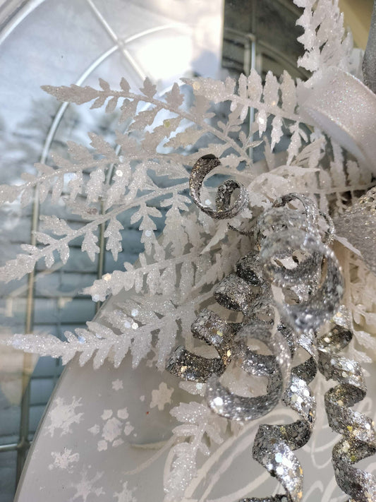 Sliver and White "Season's Greetings" Door Hanger