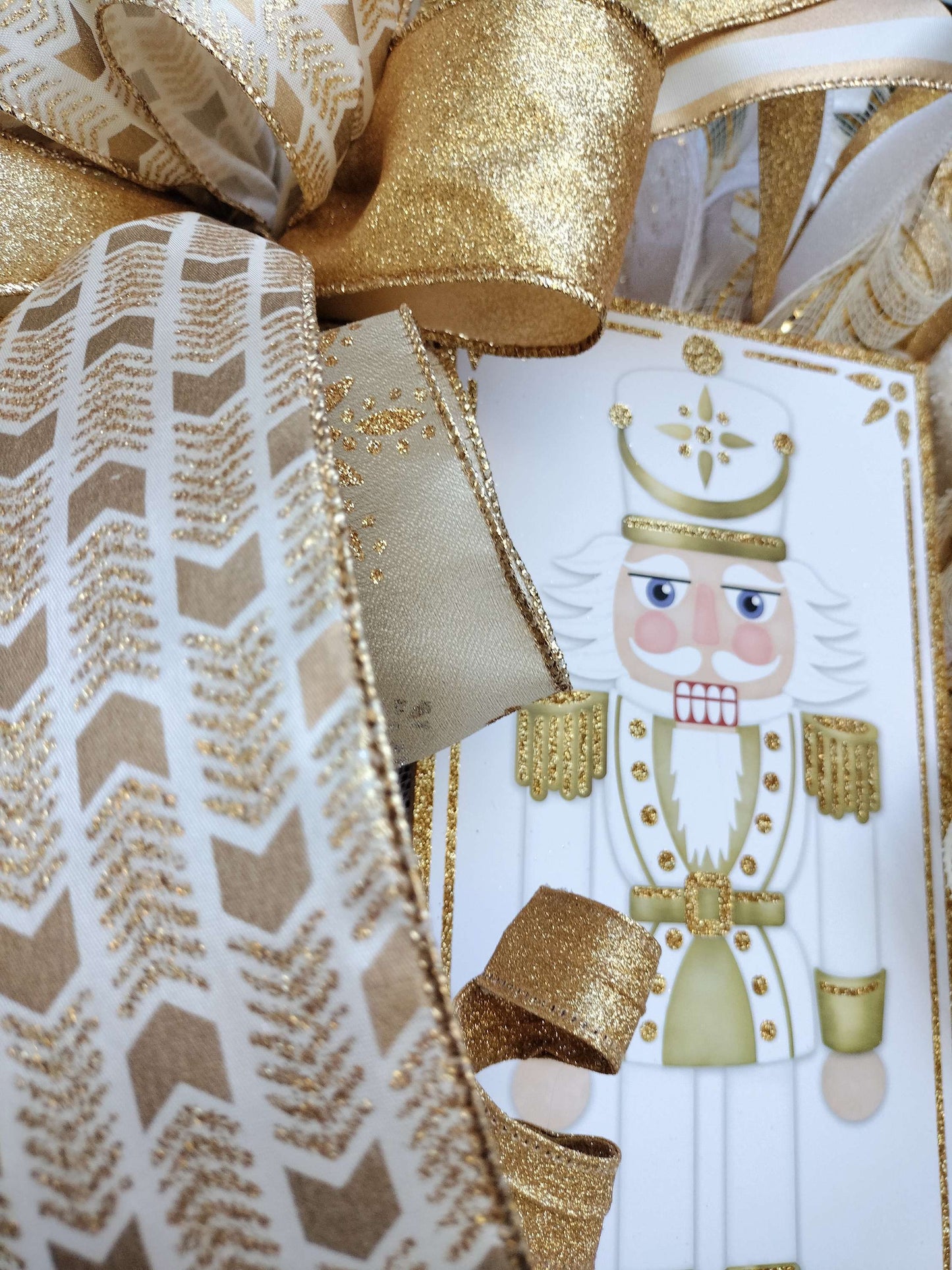 Elegant Gold Nutcracker Christmas Wreath