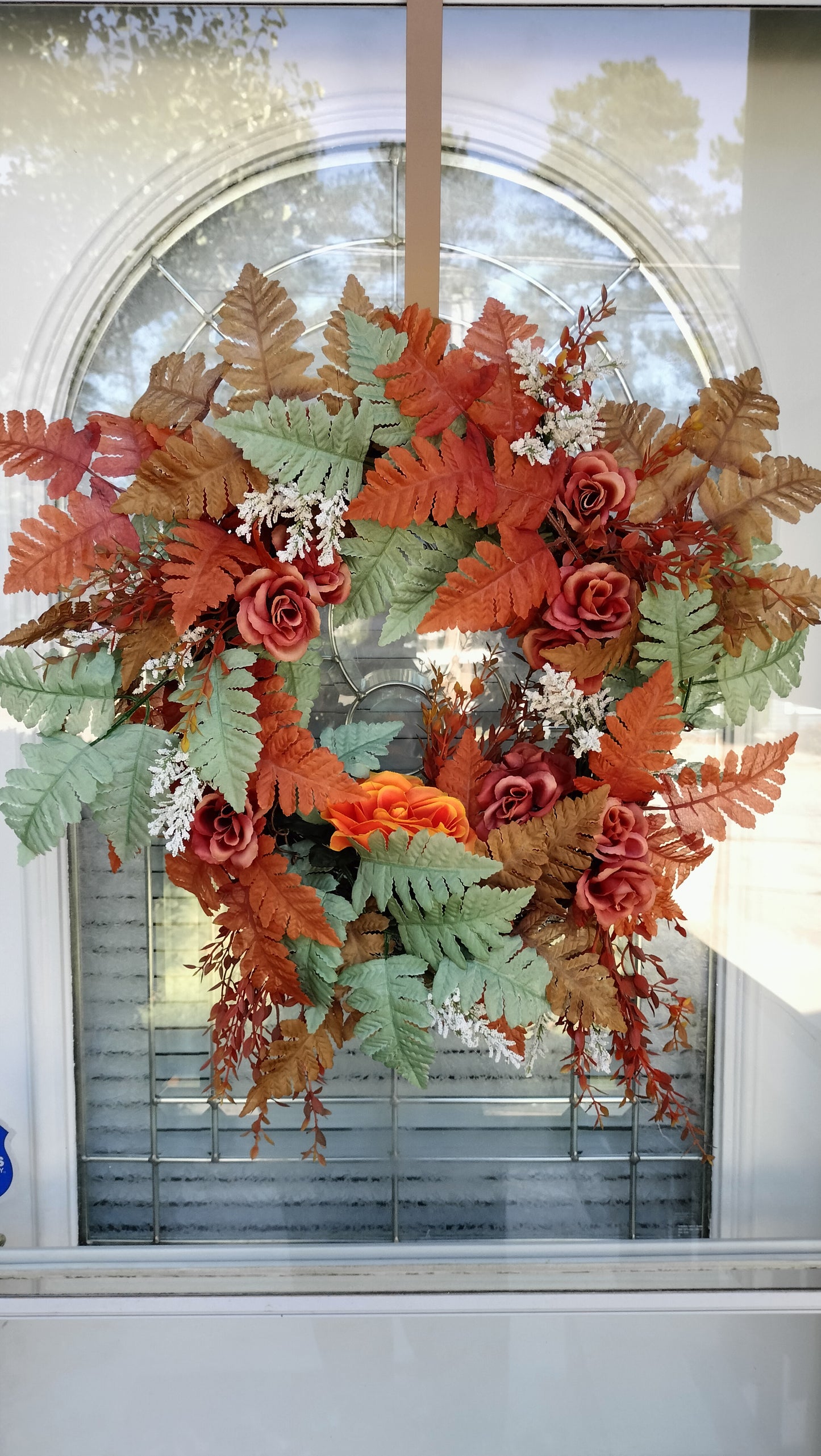 Rustic Autumn Rose & Fern grapevine Wreath (Custom Order Pete)