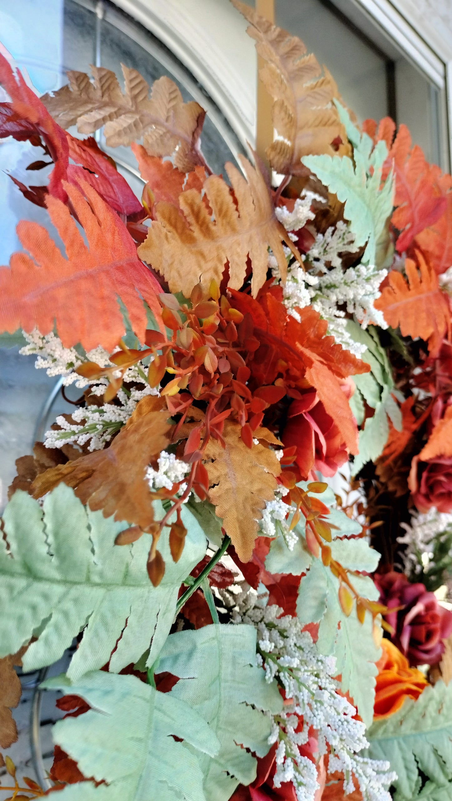 Rustic Autumn Rose & Fern grapevine Wreath (Custom Order Pete)