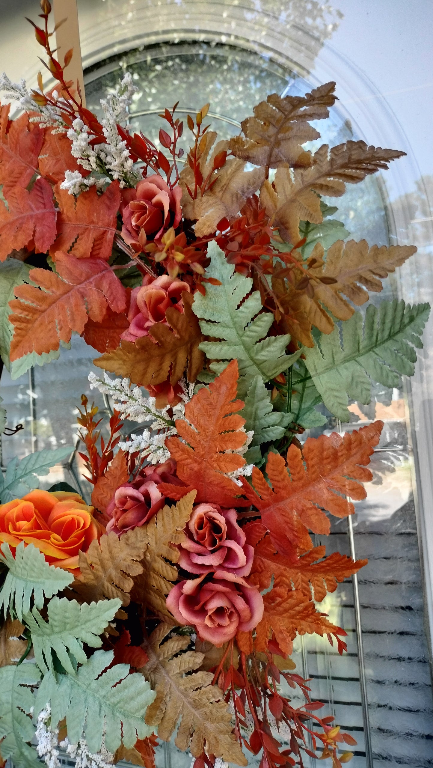 Rustic Autumn Rose & Fern grapevine Wreath (Custom Order Pete)