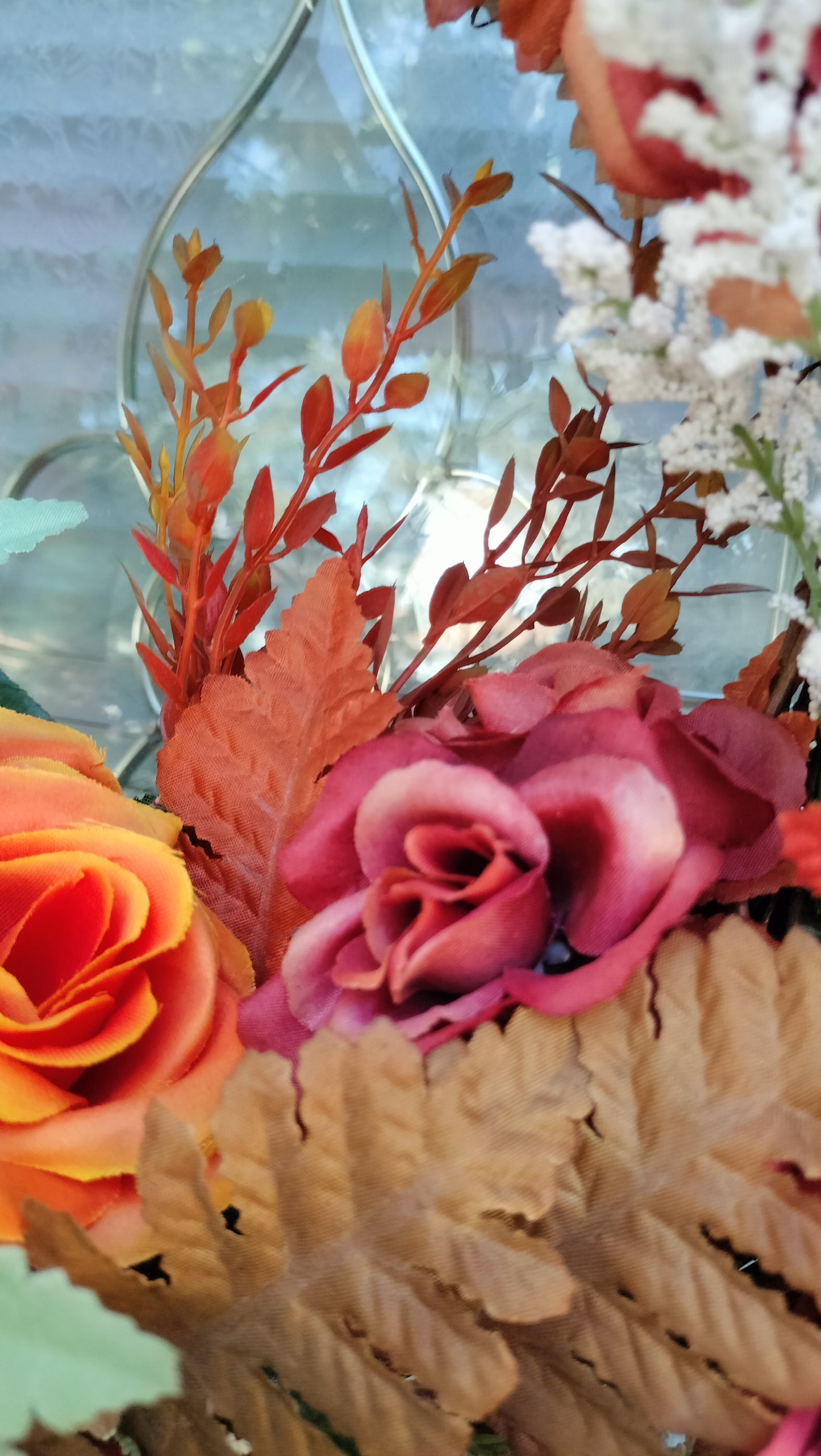Rustic Autumn Rose & Fern grapevine Wreath (Custom Order Pete)