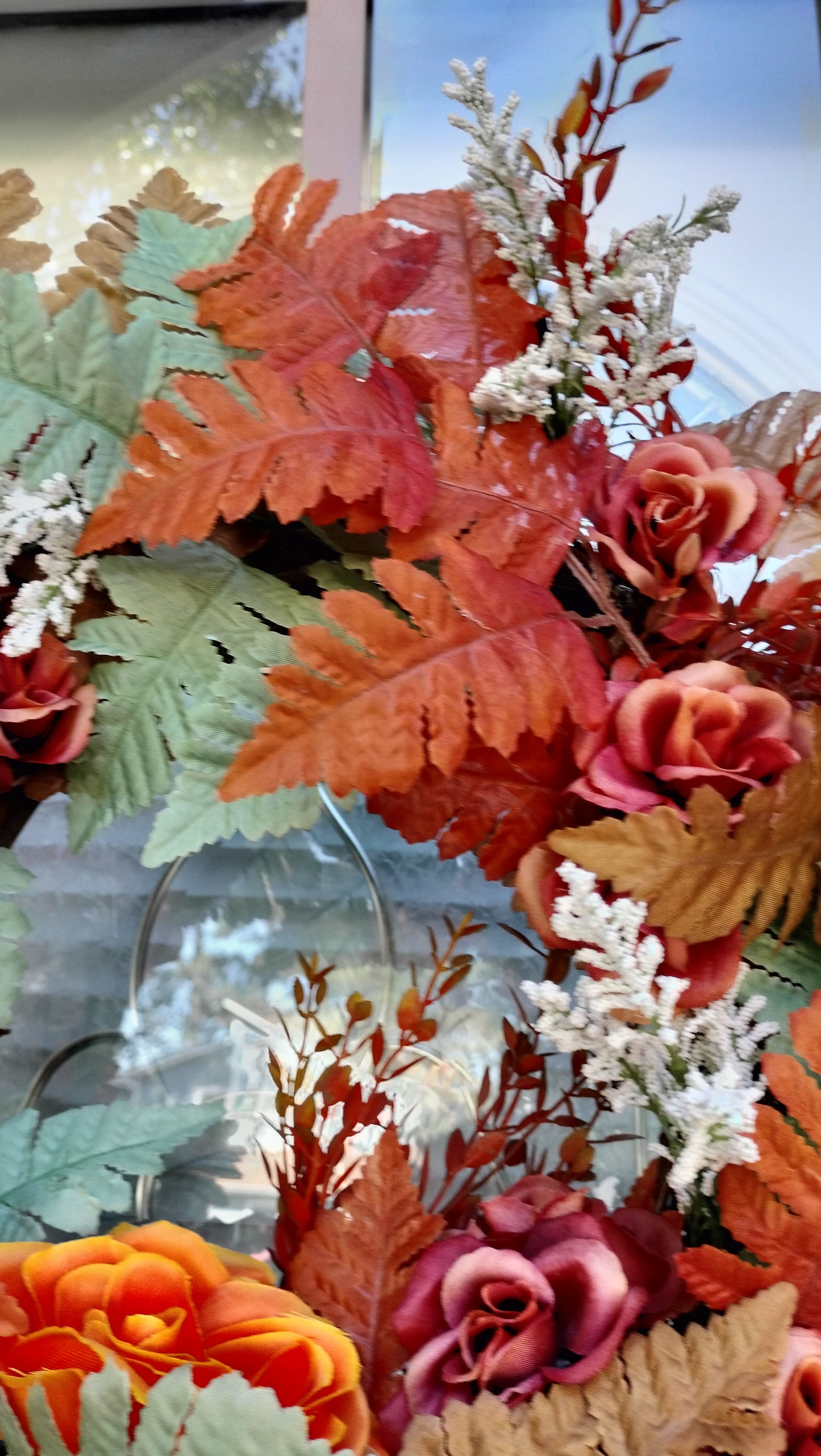 Rustic Autumn Rose & Fern grapevine Wreath (Custom Order Pete)