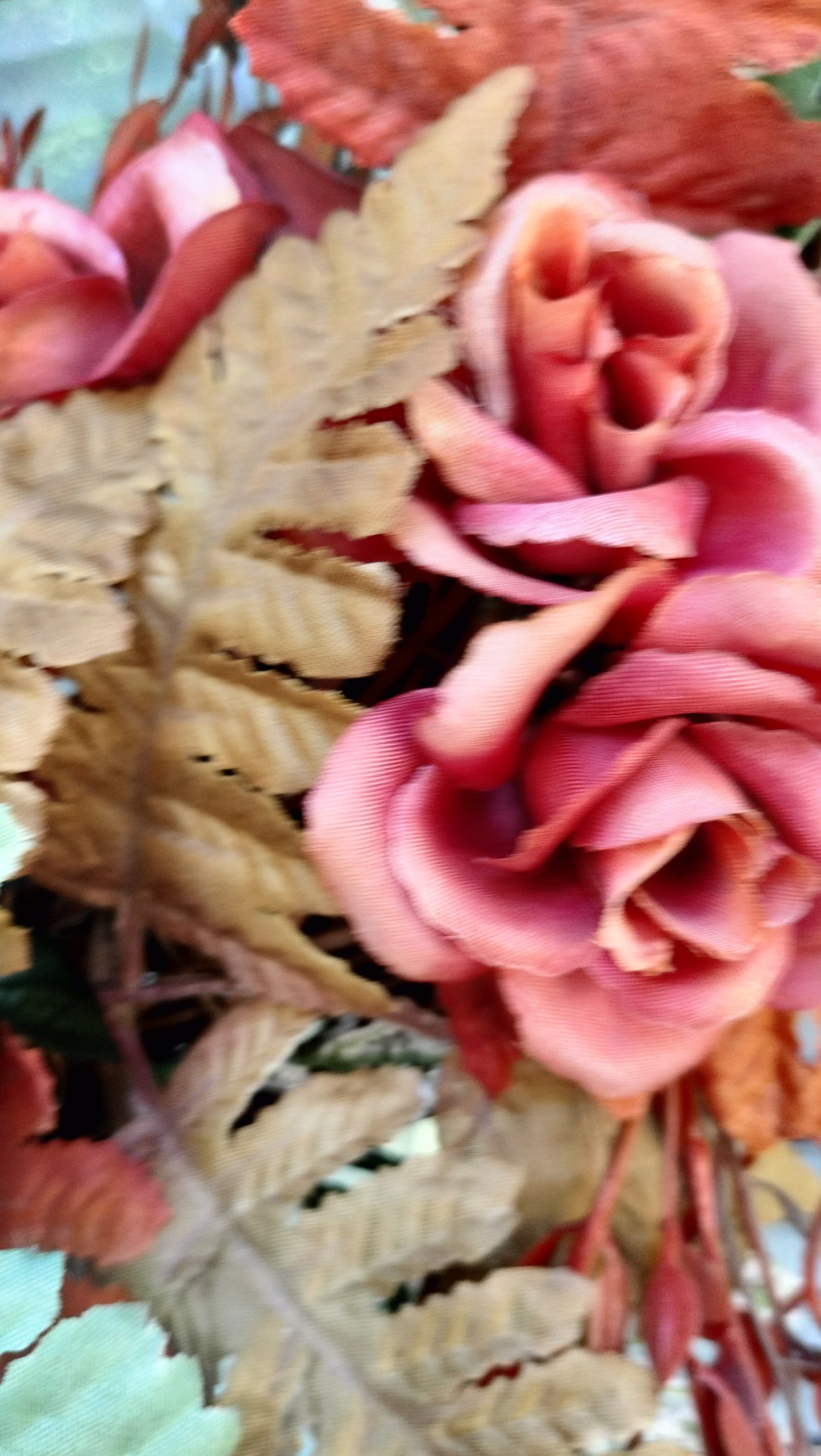 Rustic Autumn Rose & Fern grapevine Wreath (Custom Order Pete)