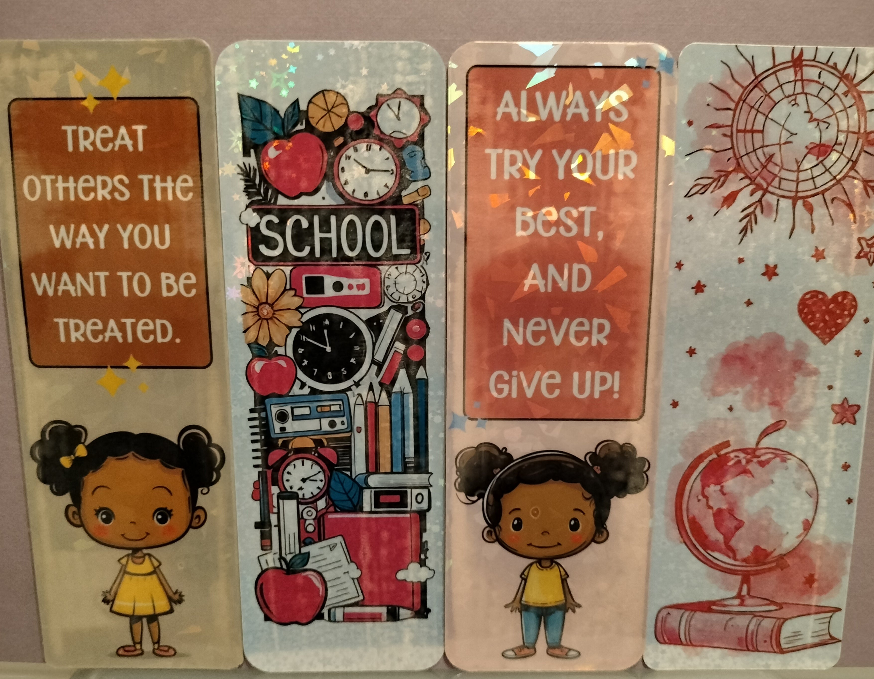 Mystery Bookmark Set - 4 Inspiring Designs (No Tassel, Border-Free)