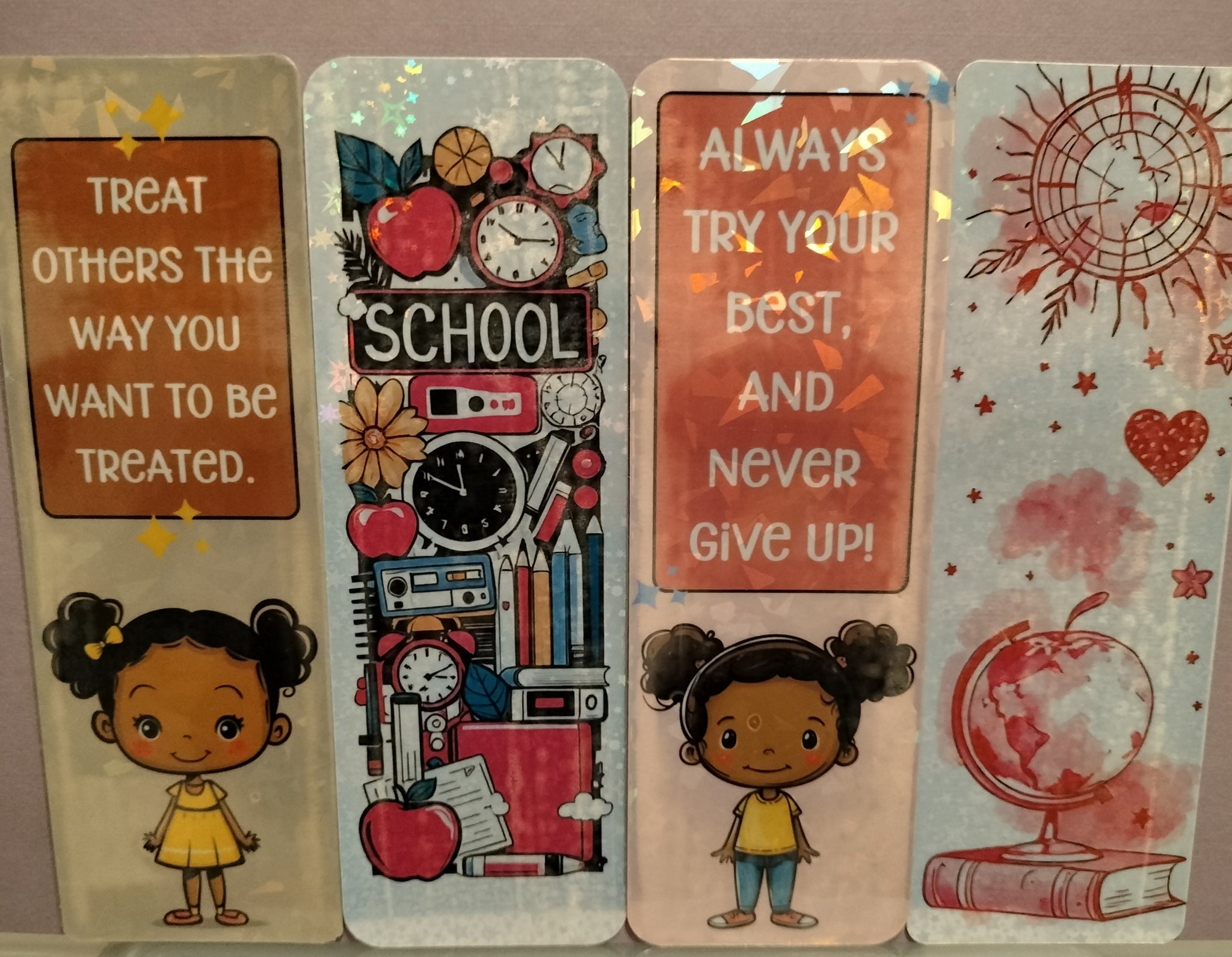 Mystery Bookmark Set - 4 Inspiring Designs (No Tassel, Border-Free)