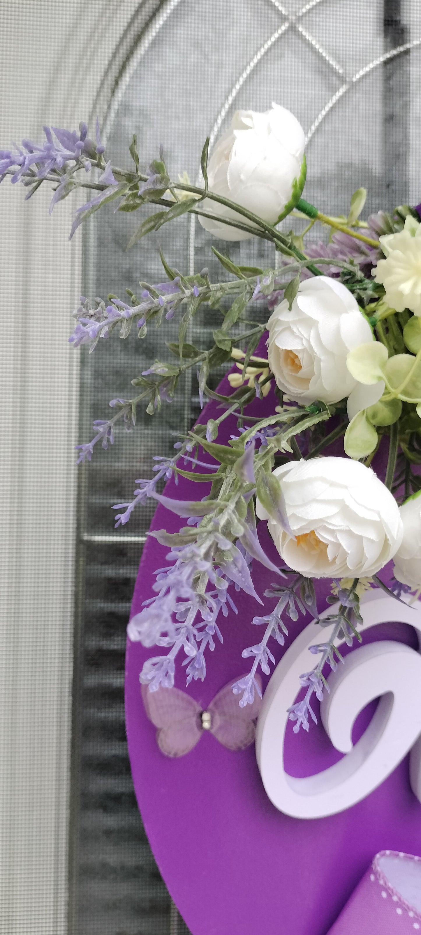 Purple Floral Welcome Door Hanger