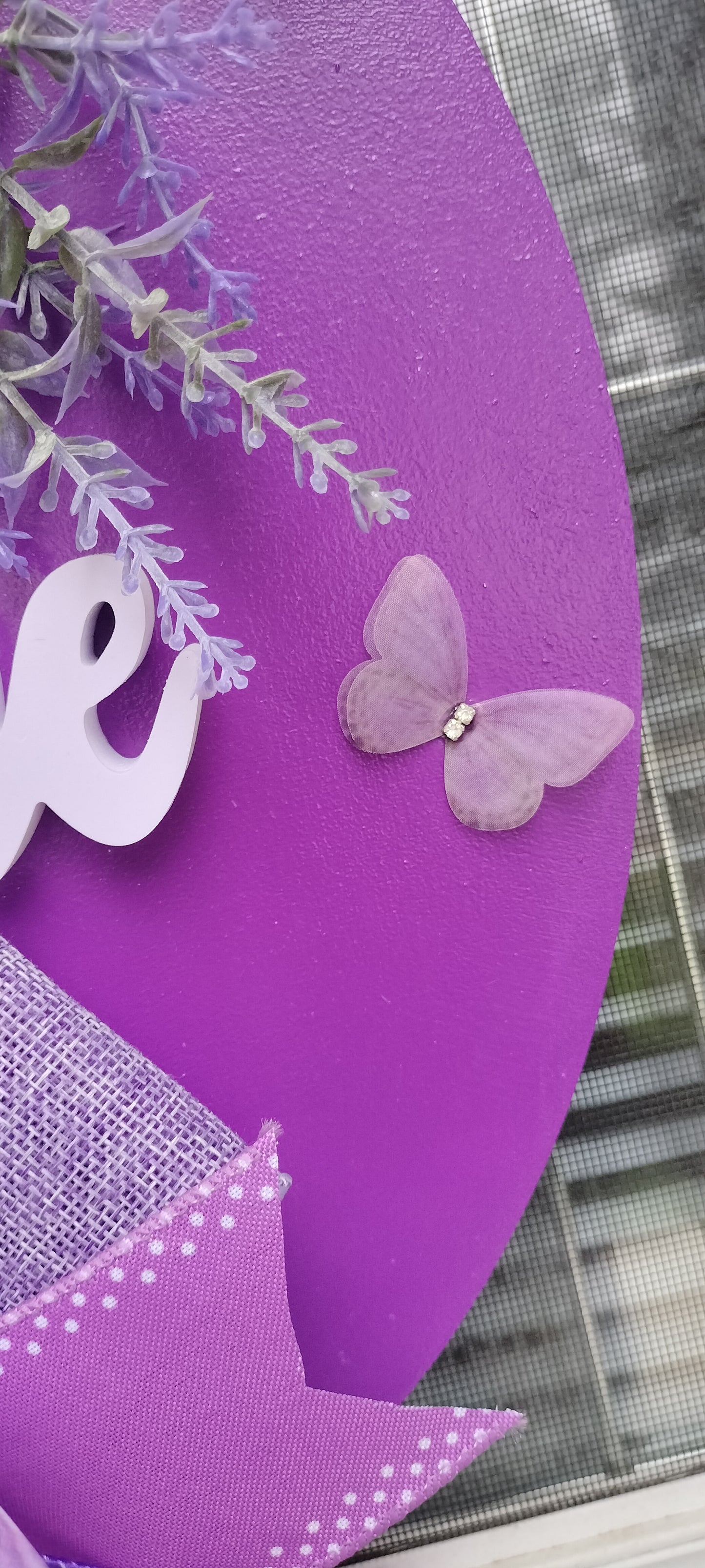 Purple Floral Welcome Door Hanger