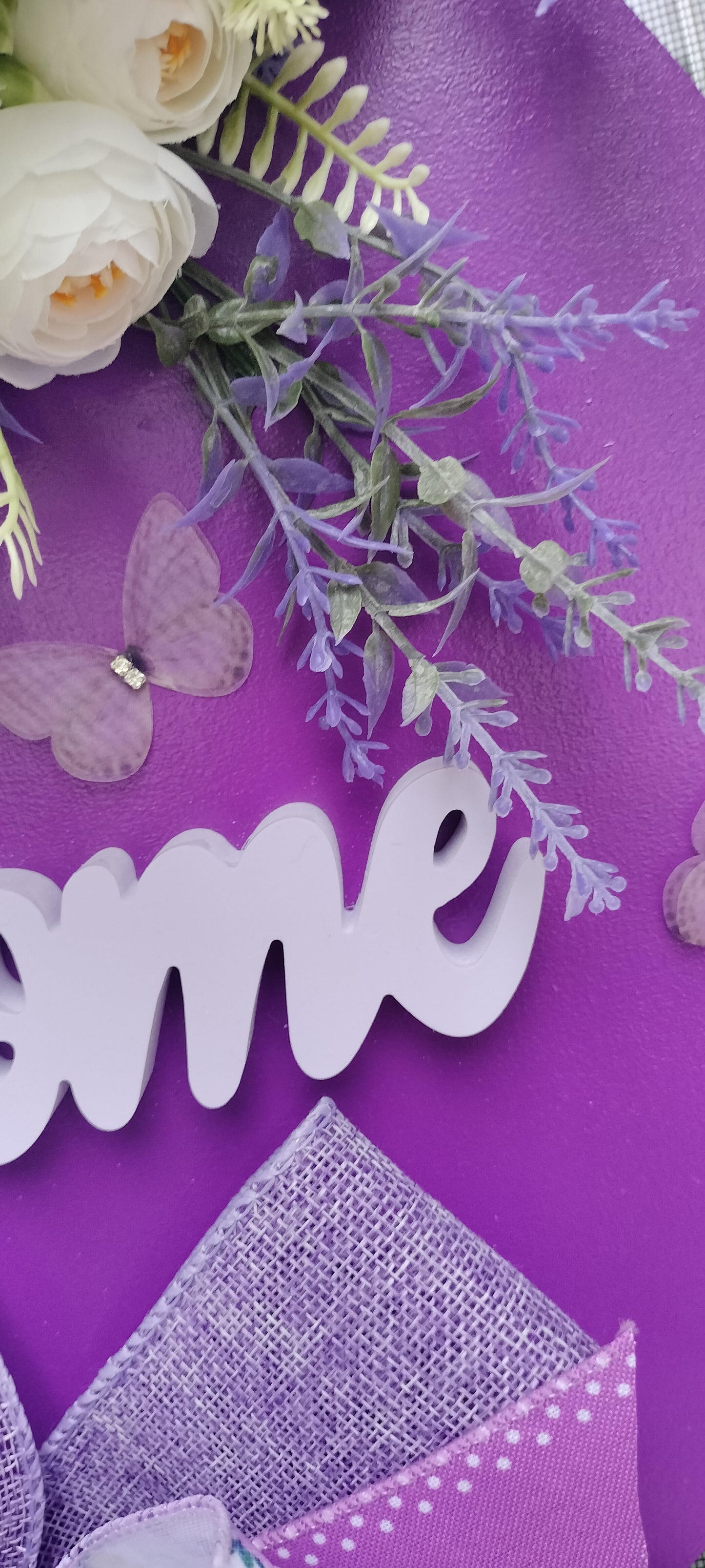 Purple Floral Welcome Door Hanger