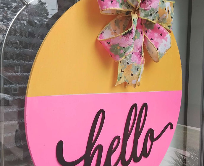 Floral "Hello" Door Hanger