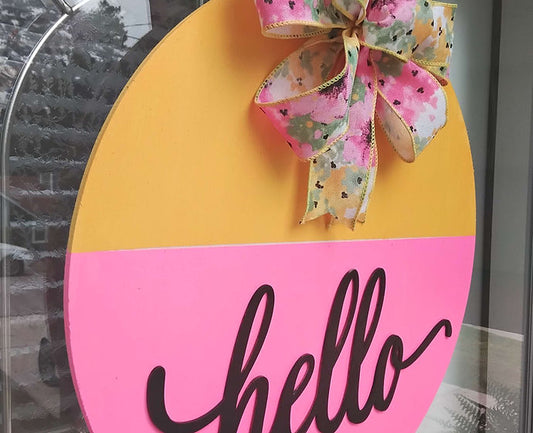 Floral "Hello" Door Hanger
