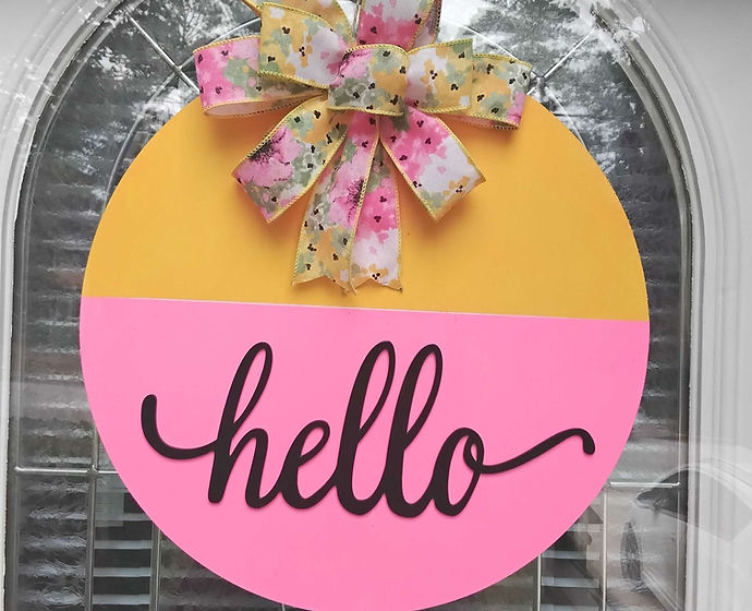 Floral "Hello" Door Hanger