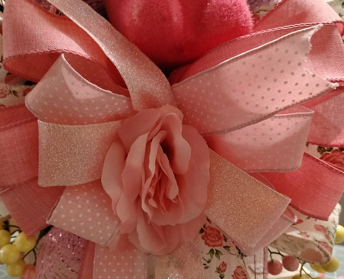 Flocked Pink Bunny Easter Swag