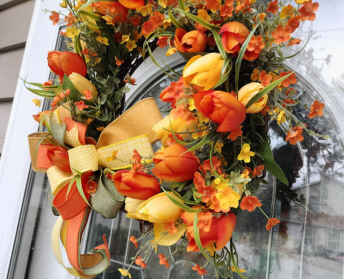 Spring Wreath, Front Door, Floral Wreath