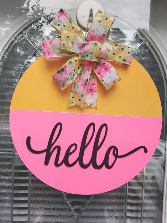 Floral "Hello" Door Hanger