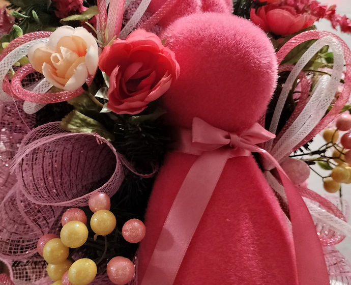 Flocked Pink Bunny Easter Swag