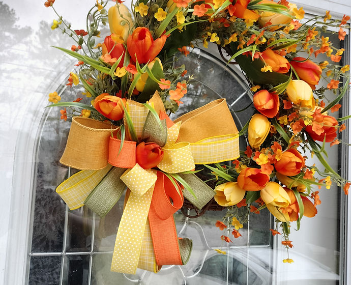 Spring Wreath, Front Door, Floral Wreath