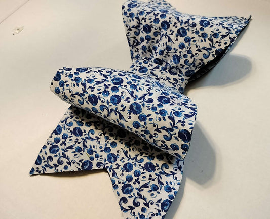 Blue and White Flower Bow