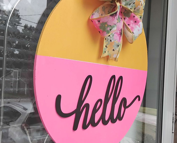 Floral "Hello" Door Hanger