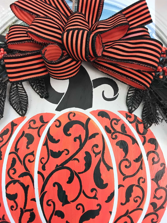 Elegant Pumpkin Door Hanger