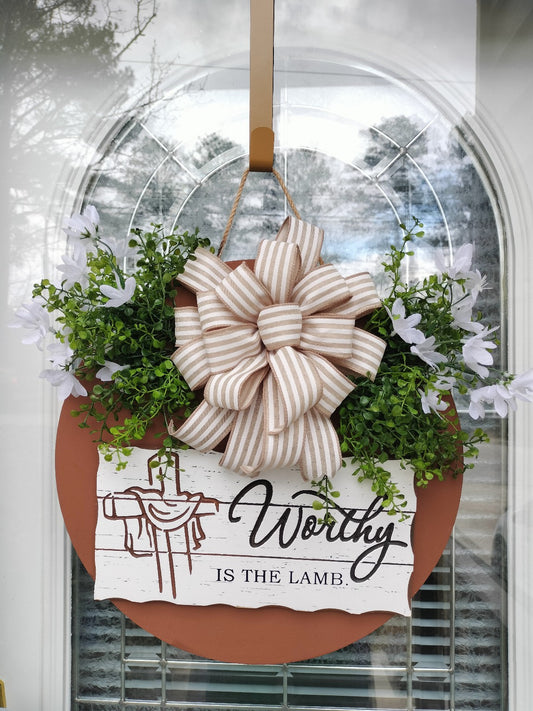 Worthy is the Lamb Rustic Door Hanger | Christian Home Décor