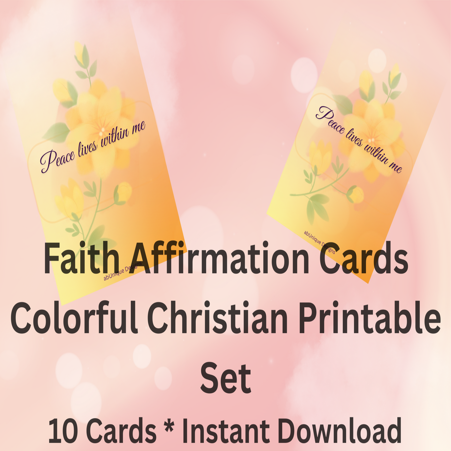 Faith Affirmation Cards Printable, Christian Affirmations, Bible Verse Cards, Instant Download