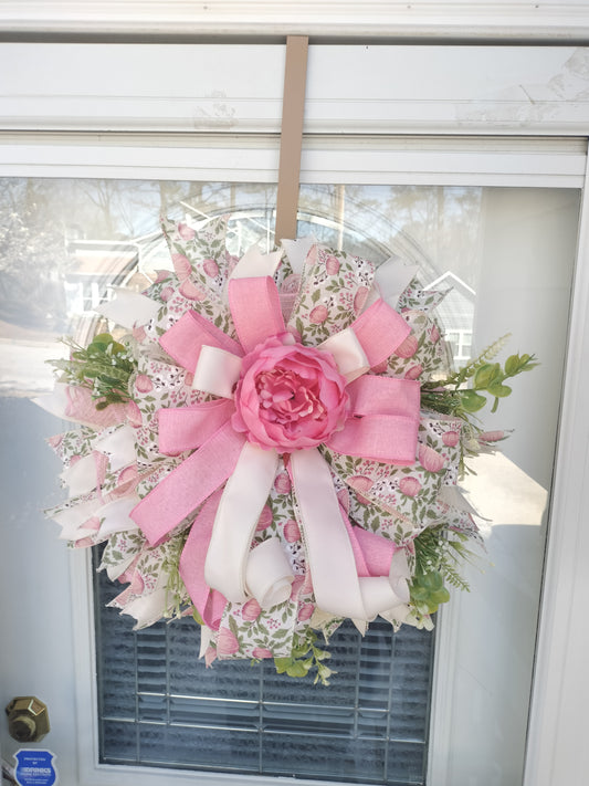 Pink Floral Peony Pixie Wreath