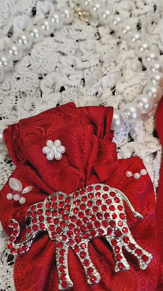Elegant Red Pearl Cap and Tie Set