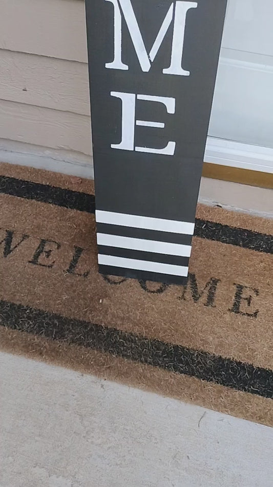 Black & White “Welcome” Porch Sign with Bow (Custom Order Rhonda)